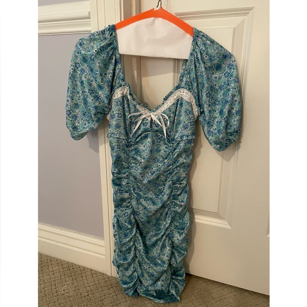 FOR LOVE AND LEMONS BLUE FLORAL DRESS🫐
